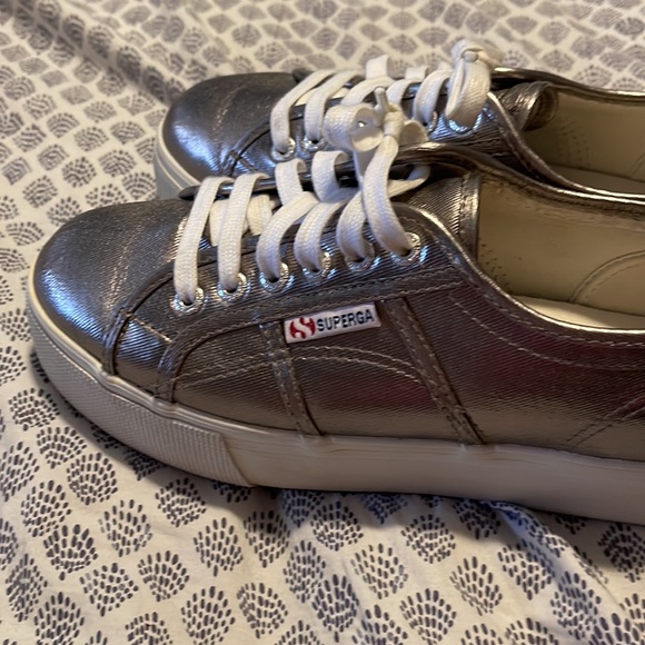 Superga Shoes - Superga Metallic Pewter Sneakers mint condition- only worn once.